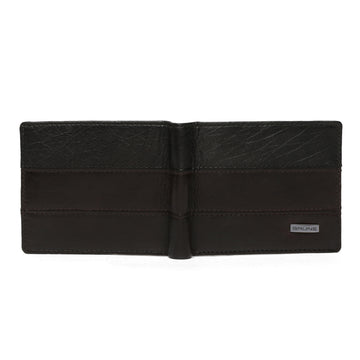 Textured Leather Stripes Gunmetal Finish Plate Wallet By Brune