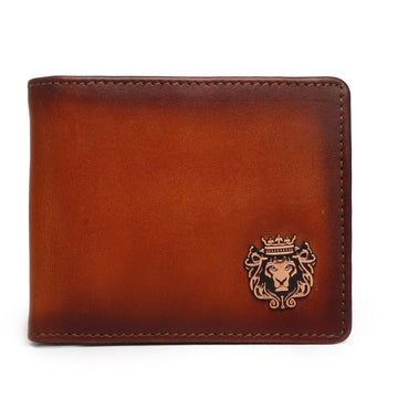 Men's Tan Leather Wallet With Lion Logo By Brune & Bareskin