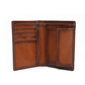 Tan Leather Two Fold Wallet With Coin Pocket & Multiple card Slots By Brune & Bareskin