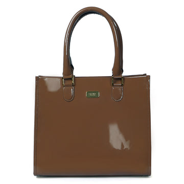 Brown Brush Off Patent Leather Hand Bag
