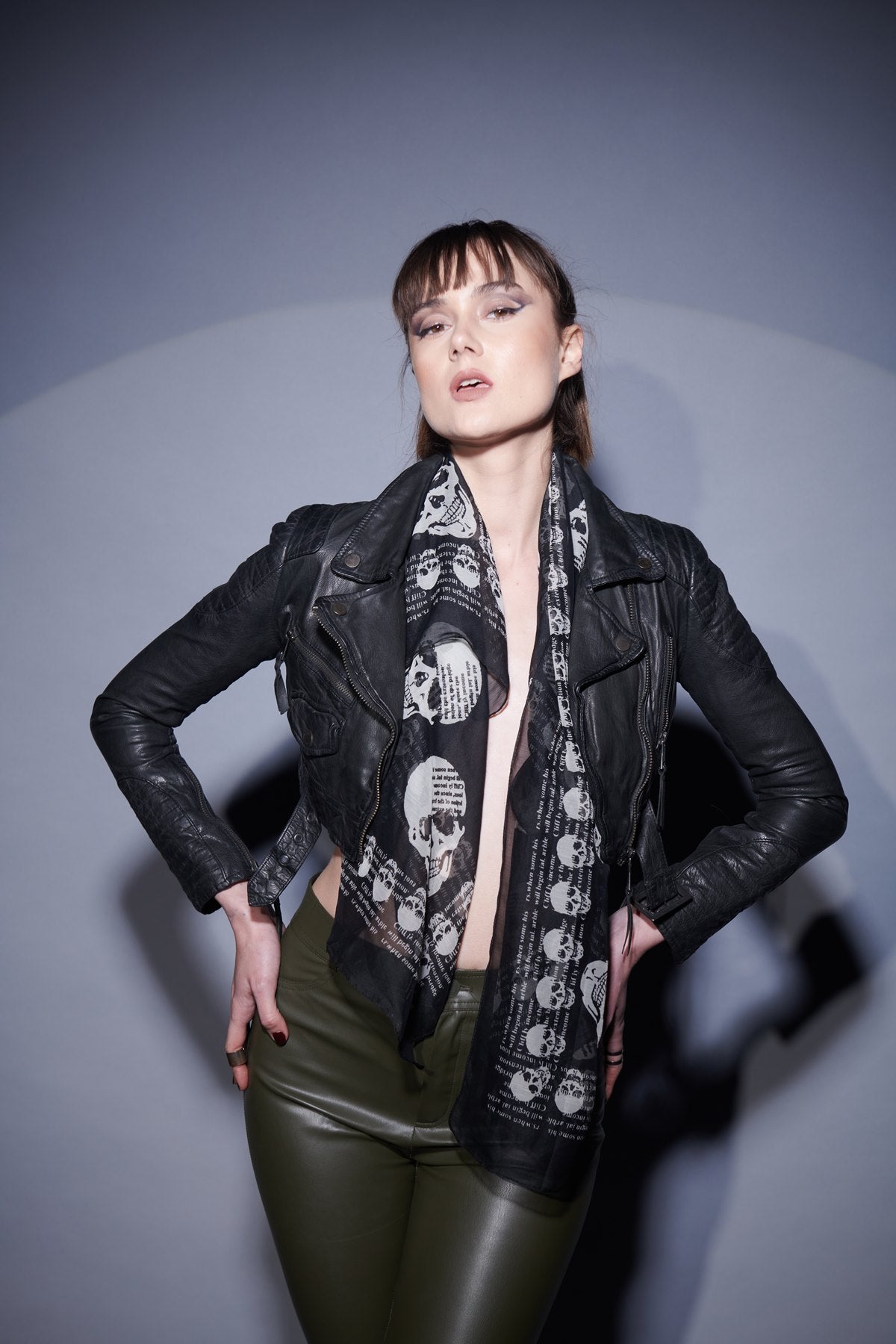 Black Classic Biker Jacket In Buff Aegean Leather For Women Brune Ba