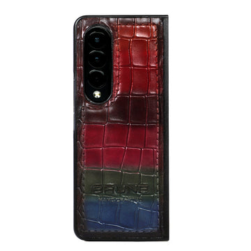 Samsung Galaxy Z Fold Series Mobile Cover Multi-Color Deep Cut Croco Leather by Brune & Bareskin