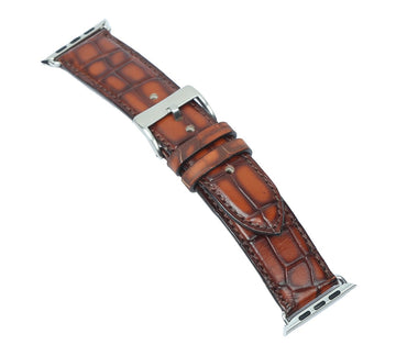 Apple Watch Smokey Tan Deep Cut Croco Leather Strap