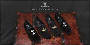 Velvet Embroidery Leather Slip on Shoes for Mens