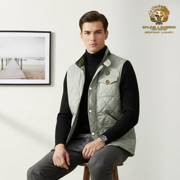 Mint Green Diamond-Stitched Vest