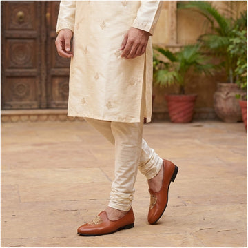 Ethnic Tan Leather Zardosi Jalsa
