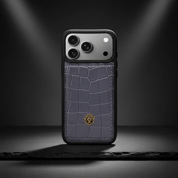 Luxury Grey Croco Textured Leather iPhone 17 Pro & 17 Pro Max Mobile Cover