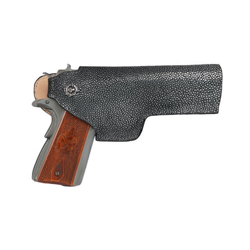 .45 Grey Pistol Cover with Metal Loop in Exotic Stingray Fish Leather