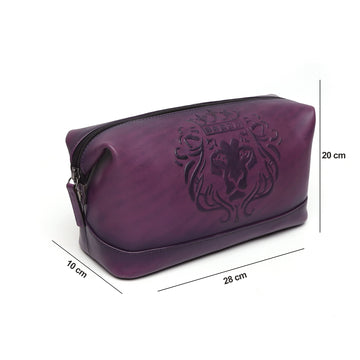 BRUNE & BARESKIN PURPLE COLOR KIT BAG WITH BARE SKIN LION LOGO EMBOSSED