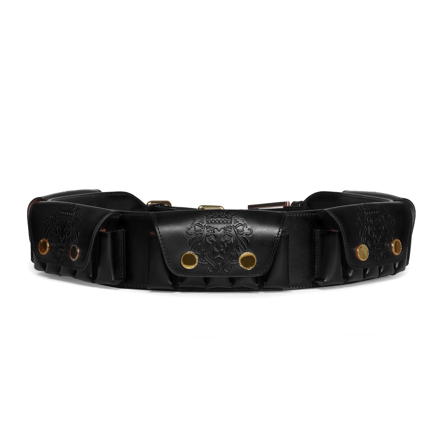 12 Bore Snap Pockets Black Cartridge Belt in Genuine Leather