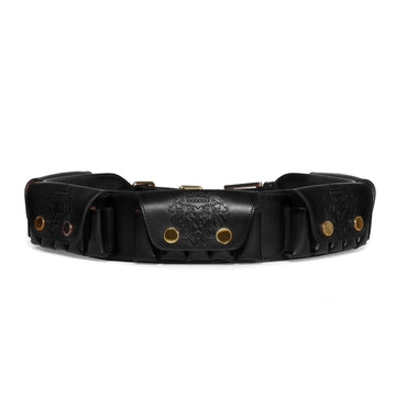 12 Bore Snap Pockets Black Cartridge Belt in Genuine Leather