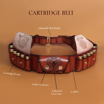Tan Leather 12 Bore Snap Pocket Cartridge Belt by Brune & Bareskin (MTO)
