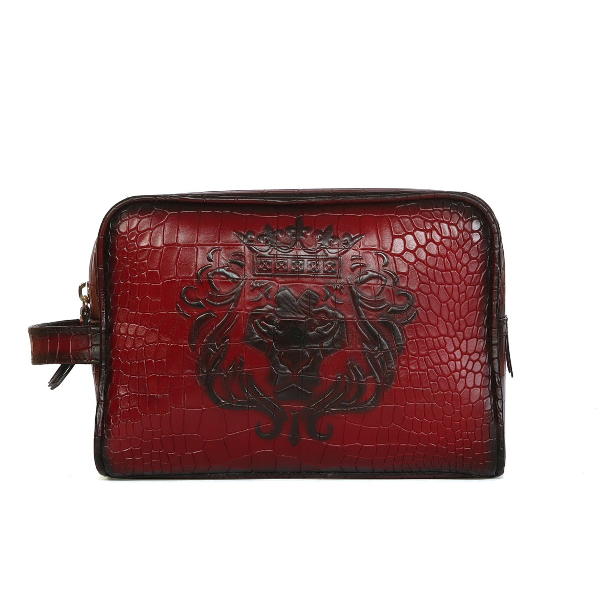 Wine Deep Cut Leather Toiletry / Travel Bag