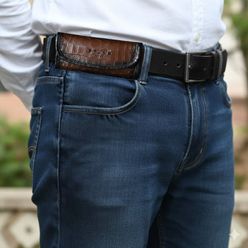 32 Bore Snap Pocket Cut Croco Dark Brown Cartridge Belt