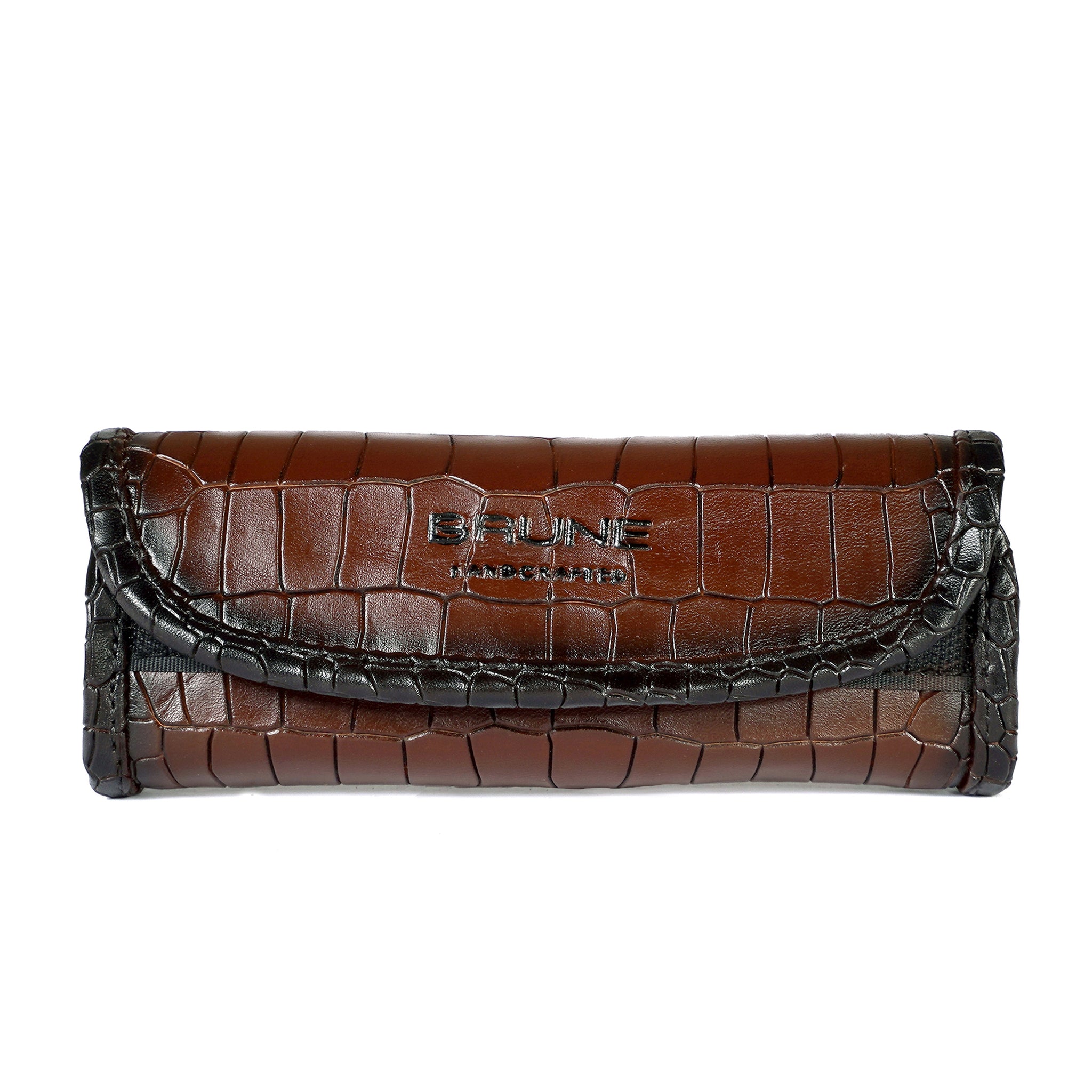 32 Bore Snap Pocket Cut Croco Dark Brown Cartridge Belt