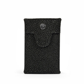 Double Stitching Cigarette Carrying Case in Black Stingray Leather