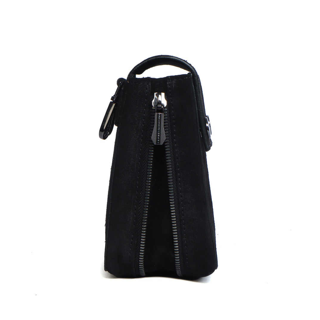 100% Genuine Leather Men's Sling Shoulder/Messenger Bag Double Zipper 8