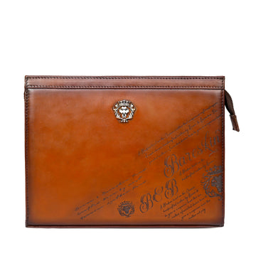 Engraved Scritto Fingerprint Lock With Tan Leather Handbag