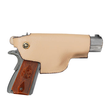 .45 Weapon Handgun Ammo cover Beige Textured Leather