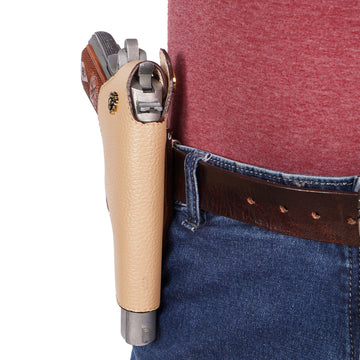 .45 Weapon Handgun Ammo cover Beige Textured Leather