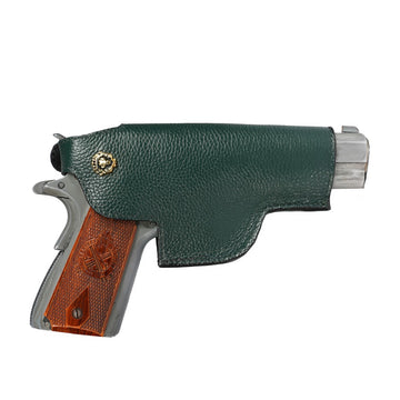 .45 Weapon Handgun Ammo cover Green Textured Leather