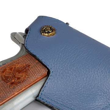 .45 Weapon Handgun Ammo cover Sky Blue Textured Leather