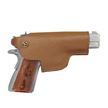 .45 Weapon Handgun Ammo cover Tan Textured Leather