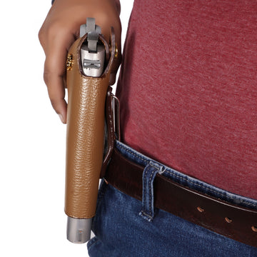 .45 Weapon Handgun Ammo cover Tan Textured Leather