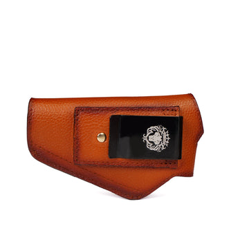 .25 Bore Pistol Handgun Tan Textured Leather Mini Lion Ammo cover (MTO)