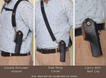 Triple Style .30 Bore Pistol Ammo Cover in Black Genuine Leather (MTO)