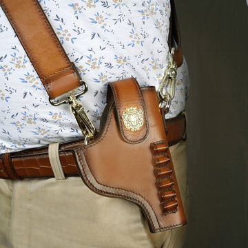 .32 Revolver Leather Cover With Bullets Holder Adjustable Strap Belt Loop