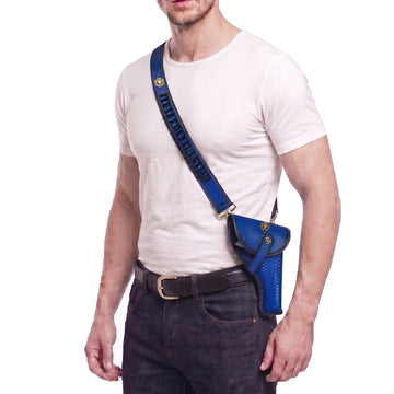 .45 Pistol Cross Body Blue Holster With 18 Bullet holding slot