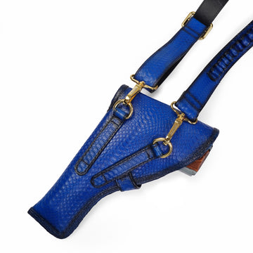 .45 Pistol Cross Body Blue Holster With 18 Bullet holding slot