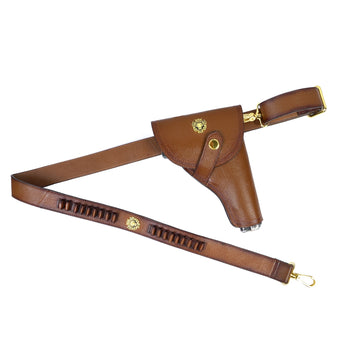 Bullets Holder Gun Cover & Buckle Strap Tan Textured Leather (MTO)