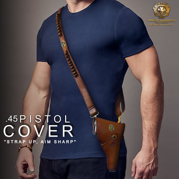 Bullets Holder Gun Cover & Buckle Strap Tan Textured Leather (MTO)