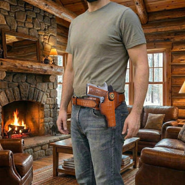 .45 Bore Tan Croco Embossed Revolver Concealed Cover With Fixed Belt (MTO)