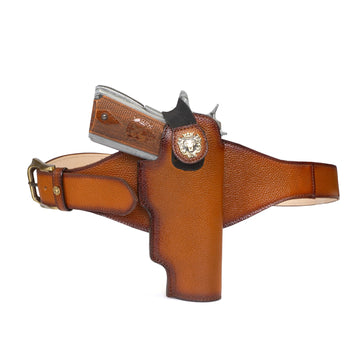 .45 Bore Tan Textured Revolver Concealed Cover With Fixed Belt (MTO)