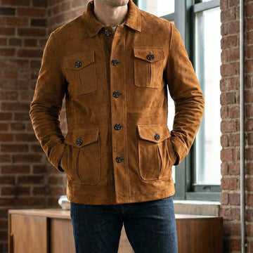 Safari Tan Goat Suede Leather Jacket