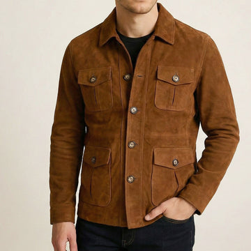 Safari Tan Goat Suede Leather Jacket