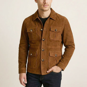 Safari Tan Goat Suede Leather Jacket