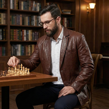 Brown High Veg Tanned Leather Blazer