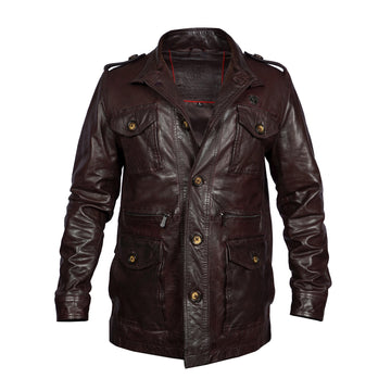 Coat & Safari Jacket in Wine Leather
