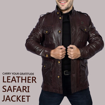 Coat & Safari Jacket in Dark Brown Leather