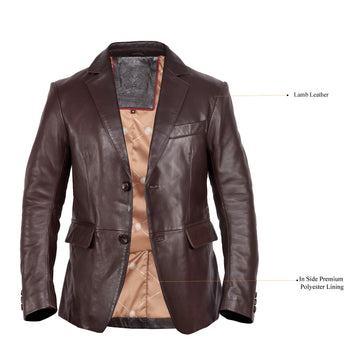 Men’s Luxury Brown Leather Formal Blazer