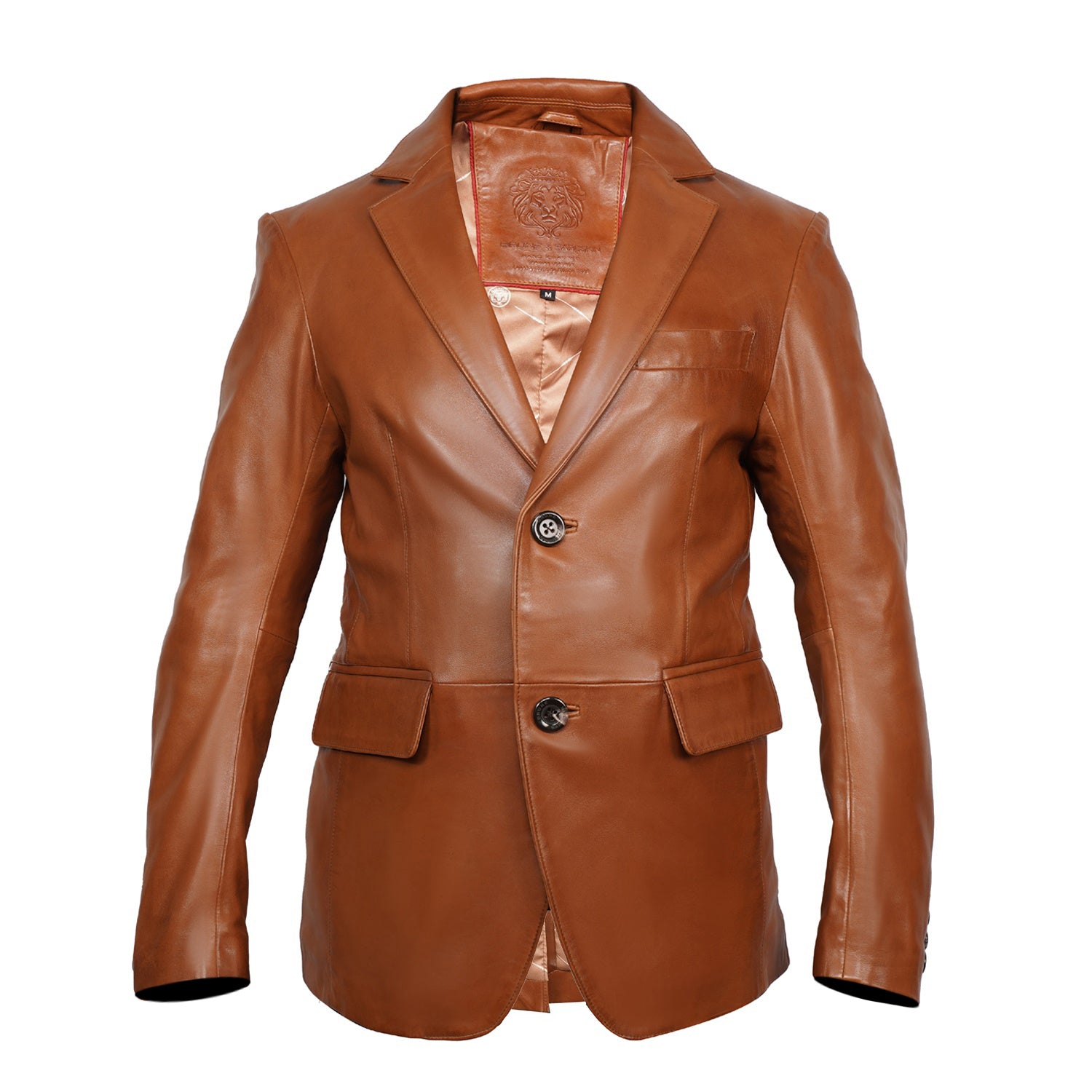 Men's Luxury Tan Leather Formal Blazer