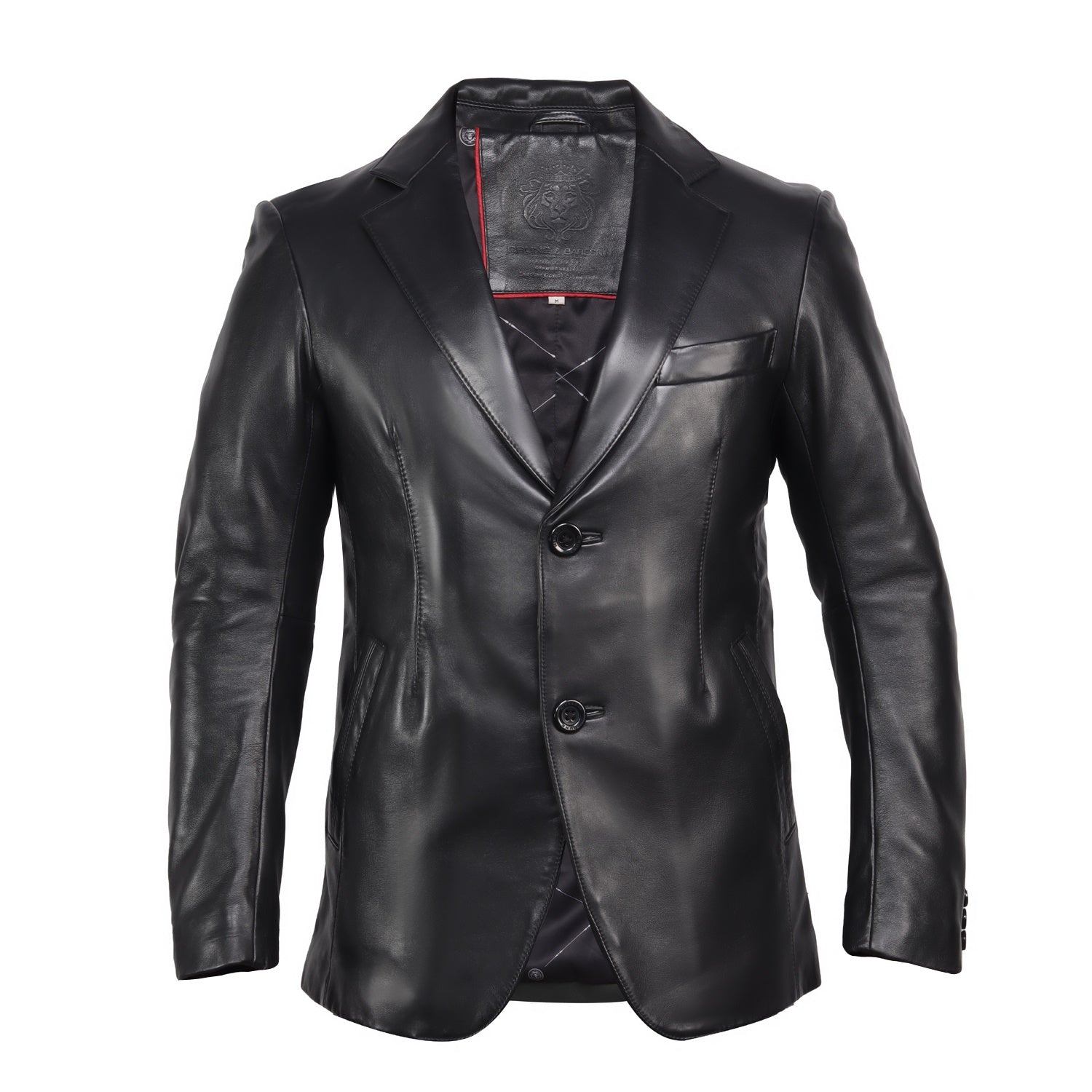 Men’s Luxury Black Pleated Leather Formal Blazer