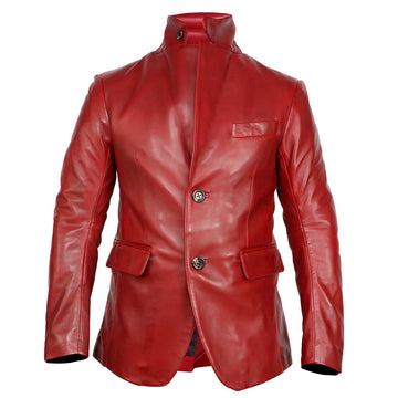 Men’s Luxury Wine Leather Blazer