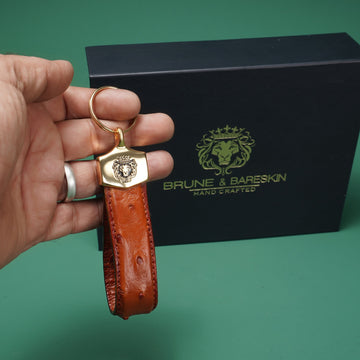 Exotic Ostrich Tan Leather Key-chain