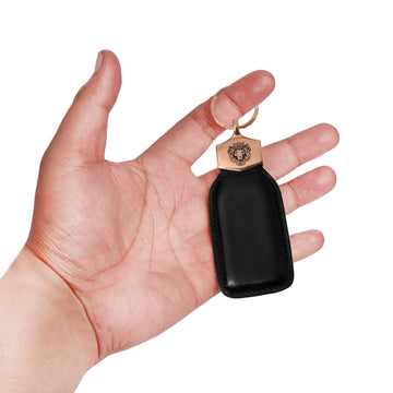 Black Leather Broad Look Golden Fitting Brune & Bareskin Keychain