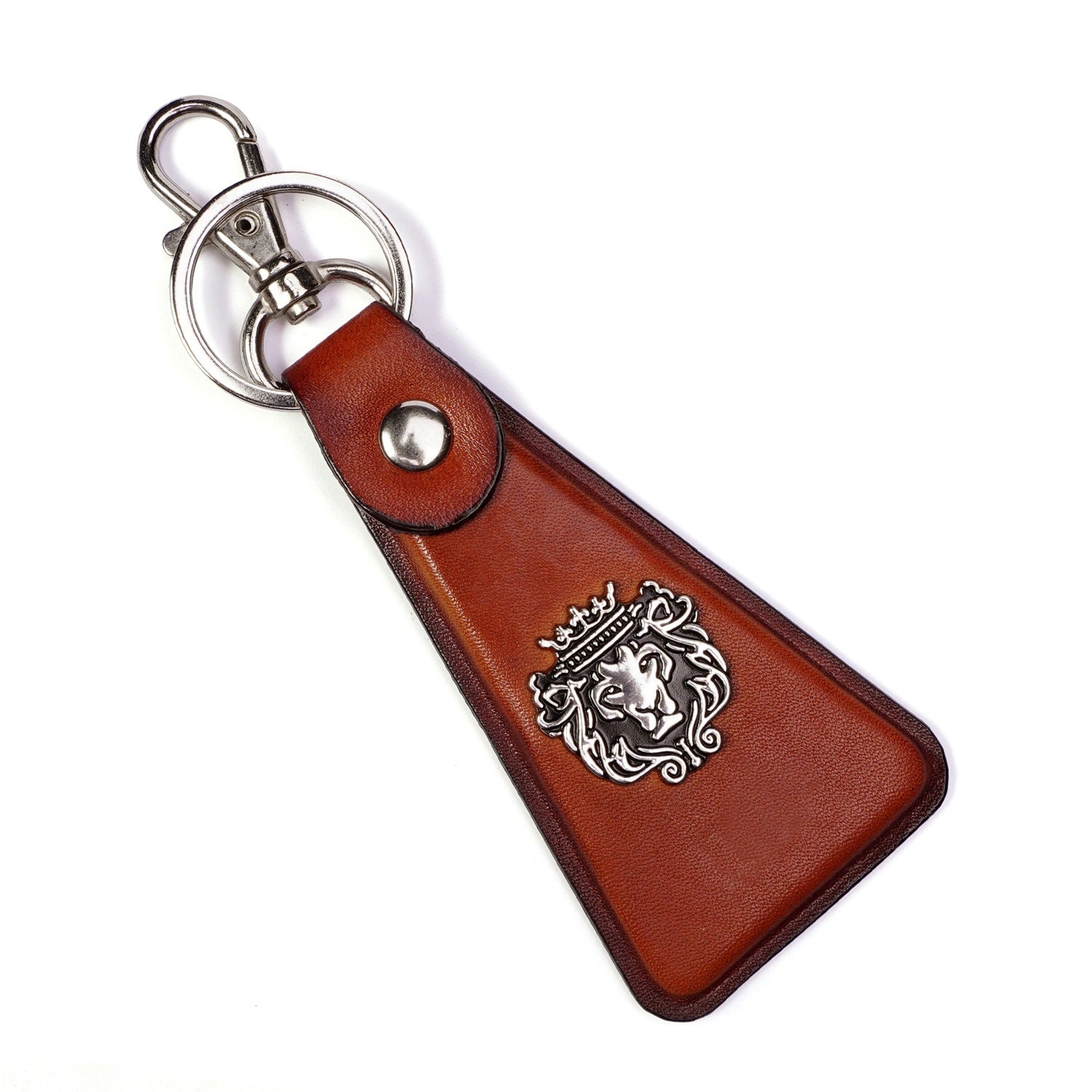 Triangular Key-chain With Belt Loop in Genuine Tan Leather